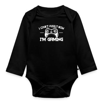 I can't be an adult, I gamble - Organic Longsleeve Baby Bodysuit - black - Front