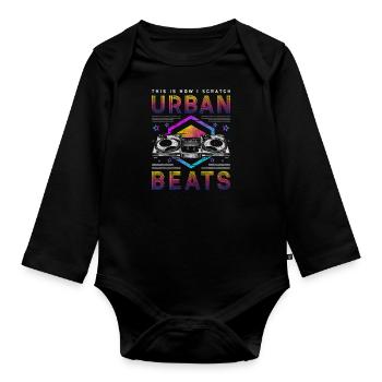 Party, Love, Mood, Hobby - Organic Longsleeve Baby Bodysuit - black - Front