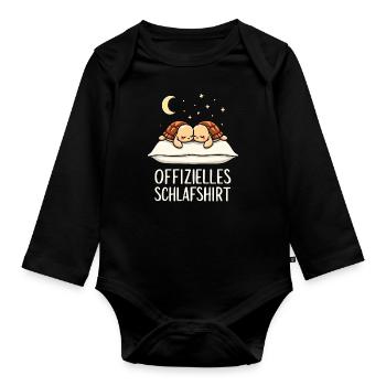 Official Sleeping Shirt Sea Turtle Pair - Organic Longsleeve Baby Bodysuit - black - Front