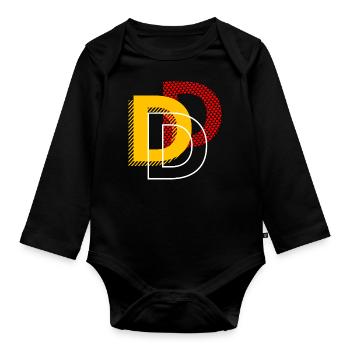 Buchstabe D Typo Geschenke - Baby Bio-Langarm-Body - Schwarz - Vorne
