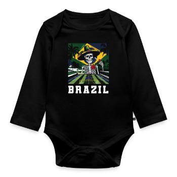 Brésil Brésil Maillot brésilien Rio de Janeiro - Body Bébé bio manches longues - noir - Devant