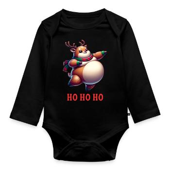 Renne de Noël Ho Ho Ho - Body Bébé bio manches longues - noir - Devant