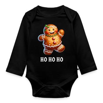 Pain d’épices de Noël HO HO HO - Body Bébé bio manches longues - noir - Devant