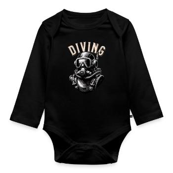 Diving Divers - Organic Longsleeve Baby Bodysuit - black - Front