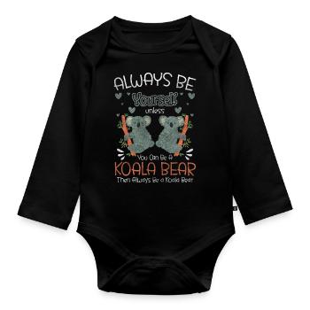 Koala Bear Forest Animal duveteux - Body Bébé bio manches longues - noir - Devant