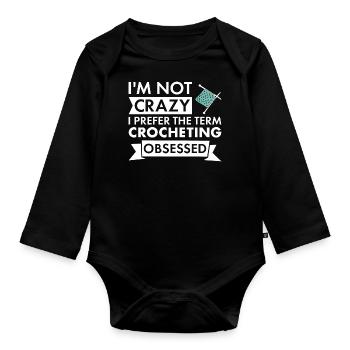 Crocheter I'm Not Crazy Crocheting - Baby Bio-Langarm-Body - Schwarz - Vorne