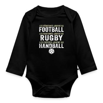les experts jouent au handball cadeau handballeur - Body Bébé bio manches longues - noir - Devant
