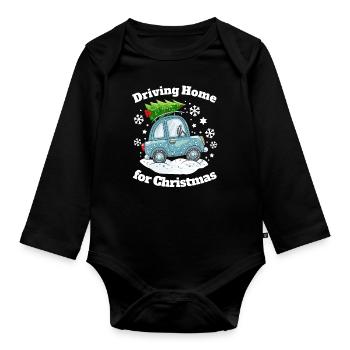 Christmas Family Home Car Christmas Tree - Organic Longsleeve Baby Bodysuit - black - Front
