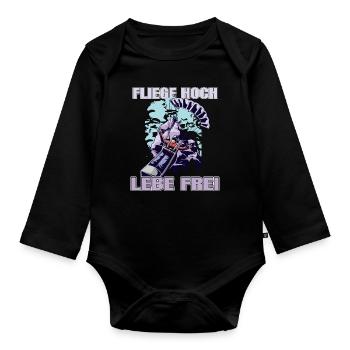 Fly High, Live Free - Paragliding Saying - Organic Longsleeve Baby Bodysuit - black - Front