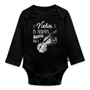 Violin Concert String Instrument Student - Organic Longsleeve Baby Bodysuit - black - Front