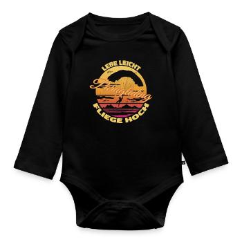 Live Light, Fly High - Paragliding Saying - Organic Longsleeve Baby Bodysuit - black - Front
