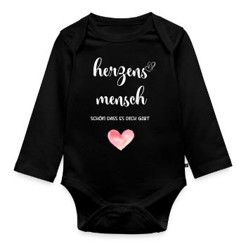 Une personne de cœur - Body Bébé bio manches longues - noir - Devant