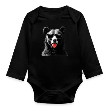 Bear Animal Motif Funny Funny Bear - Organic Longsleeve Baby Bodysuit - black - Front