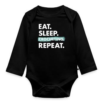Crocheter Eat Sleep Crocheting - Organic Longsleeve Baby Bodysuit - black - Front
