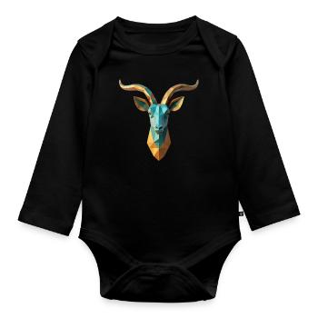 Chèvre Polygone Chèvres Motif Animal Art Chèvre - Body Bébé bio manches longues - noir - Devant