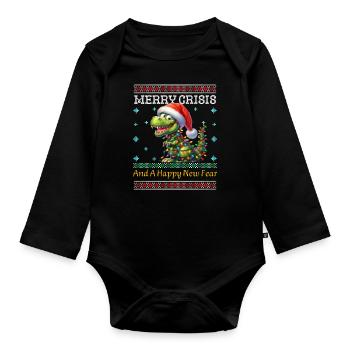 Weihnachten Merry Crisis Dino Ugly Christmas - Baby Bio-Langarm-Body - Schwarz - Vorne