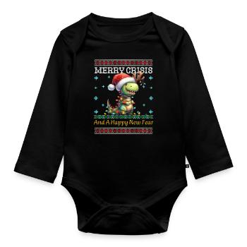 Weihnachten Merry Crisis Dino Ugly Christmas - Baby Bio-Langarm-Body - Schwarz - Vorne