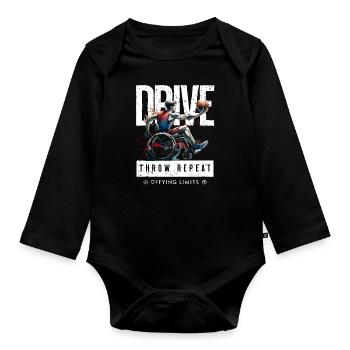 Rollstuhlbasketball Rollstuhl Basketball - Baby Bio-Langarm-Body - Schwarz - Vorne