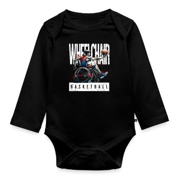 Rollstuhlbasketball Rollstuhl Basketball - Baby Bio-Langarm-Body - Schwarz - Vorne