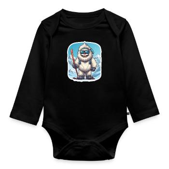 Yeti - Organic Longsleeve Baby Bodysuit - black - Front