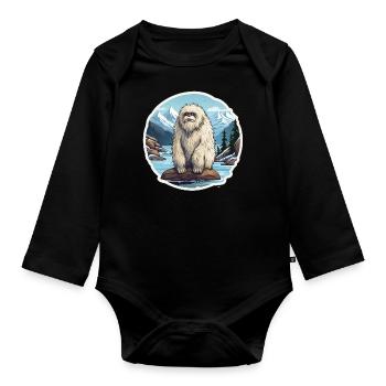 Yeti - Organic Longsleeve Baby Bodysuit - black - Front
