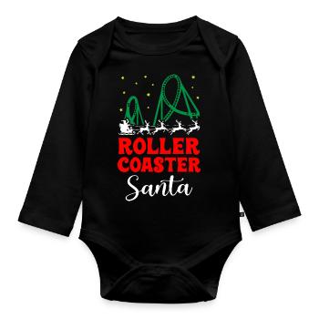 Roller Coaster Santa - Organic Longsleeve Baby Bodysuit - black - Front