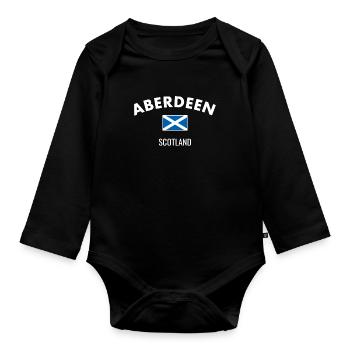 Aberdeen Ecosse Ecosse Drapeau Ecossais Ecosse - Body Bébé bio manches longues - noir - Devant