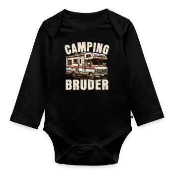 Camping Bruder - Baby Bio-Langarm-Body - Schwarz - Vorne