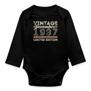 Vintage December 1987 - 38th Anniversary December - Organic Longsleeve Baby Bodysuit - black - Front