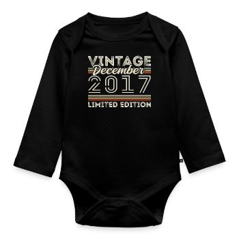 Vintage December 2017 - 8th Anniversary December - Organic Longsleeve Baby Bodysuit - black - Front