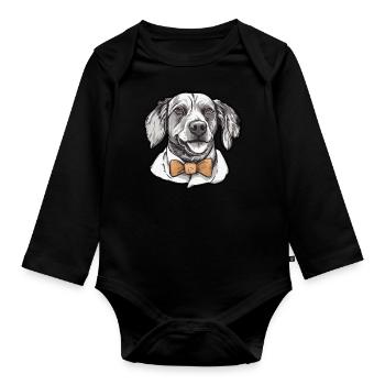 Propriétaire de chien Famille Cher amoureux des animaux - Body Bébé bio manches longues - noir - Devant