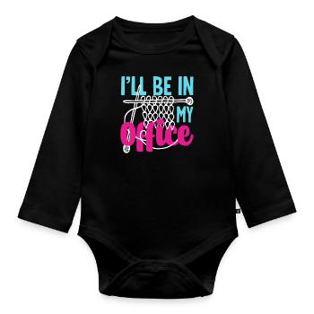 Stricken: Ich Bin In Meinem Büro - Baby Bio-Langarm-Body - Schwarz - Vorne