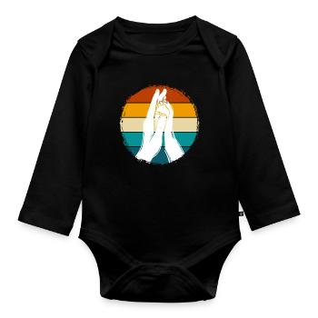 Hand + Dog Paw - High Five - Dog Fan - Organic Longsleeve Baby Bodysuit - black - Front