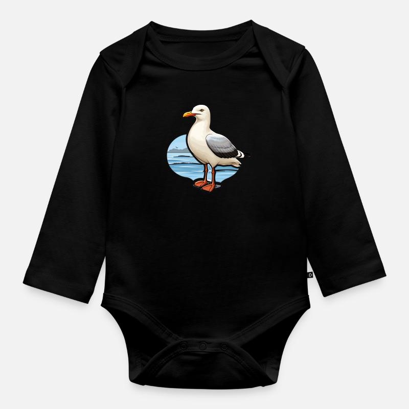 Möwe Seevogel - Baby Bio-Langarm-Body - Schwarz