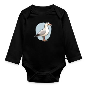 Oiseau de mer Mouette - Body Bébé bio manches longues - noir - Devant
