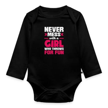 Lancer du disque Athlète Cadeau d’athlète - Body Bébé bio manches longues - noir - Devant