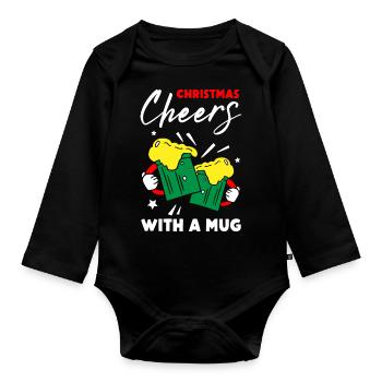 Christmas Cheers With A Mug - Baby Bio-Langarm-Body - Schwarz - Vorne