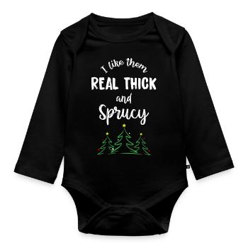 Je les aime vraiment épais et épicéa - Body Bébé bio manches longues - noir - Devant
