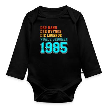 40. Geburtstag 1985 der Mann der Mythos die - Baby Bio-Langarm-Body - Schwarz - Vorne
