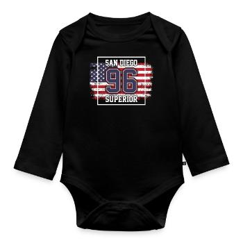 San Diego - Organic Longsleeve Baby Bodysuit - black - Front