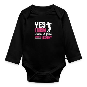 Lancer du disque Athlète Cadeau d’athlète - Body Bébé bio manches longues - noir - Devant