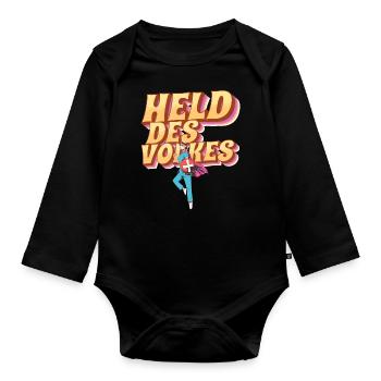 Hero of the People - Organic Longsleeve Baby Bodysuit - black - Front