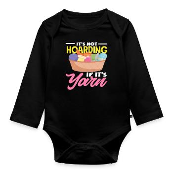 Stricken Kein Sammeln, Nur Garnliebe Farn Wolle - Baby Bio-Langarm-Body - Schwarz - Vorne