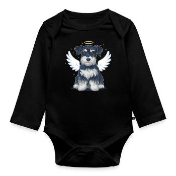 Niedlicher Zwergschnauzer mit Sonnenblumen - Baby Bio-Langarm-Body - Schwarz - Vorne
