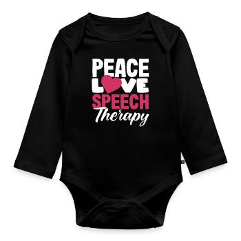 Peace Love Orthophoniste Design - Body Bébé bio manches longues - noir - Devant