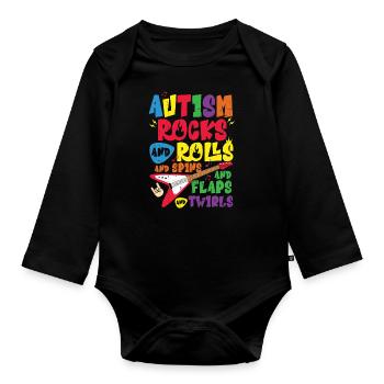 Autisme - Body Bébé bio manches longues - noir - Devant