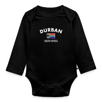 Durban South Africa South African Flag - Organic Longsleeve Baby Bodysuit - black - Front