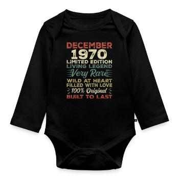 Décembre 1970 - anniversaire Décembre 1970 année - Body Bébé bio manches longues - noir - Devant