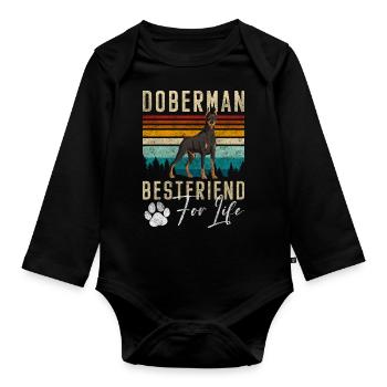 Dobermann Hund Tier Hundeliebe - Baby Bio-Langarm-Body - Schwarz - Vorne