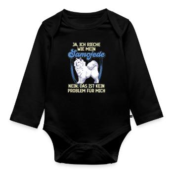 Samojede Samojedenspitz Rieche nach Samojede - Baby Bio-Langarm-Body - Schwarz - Vorne
